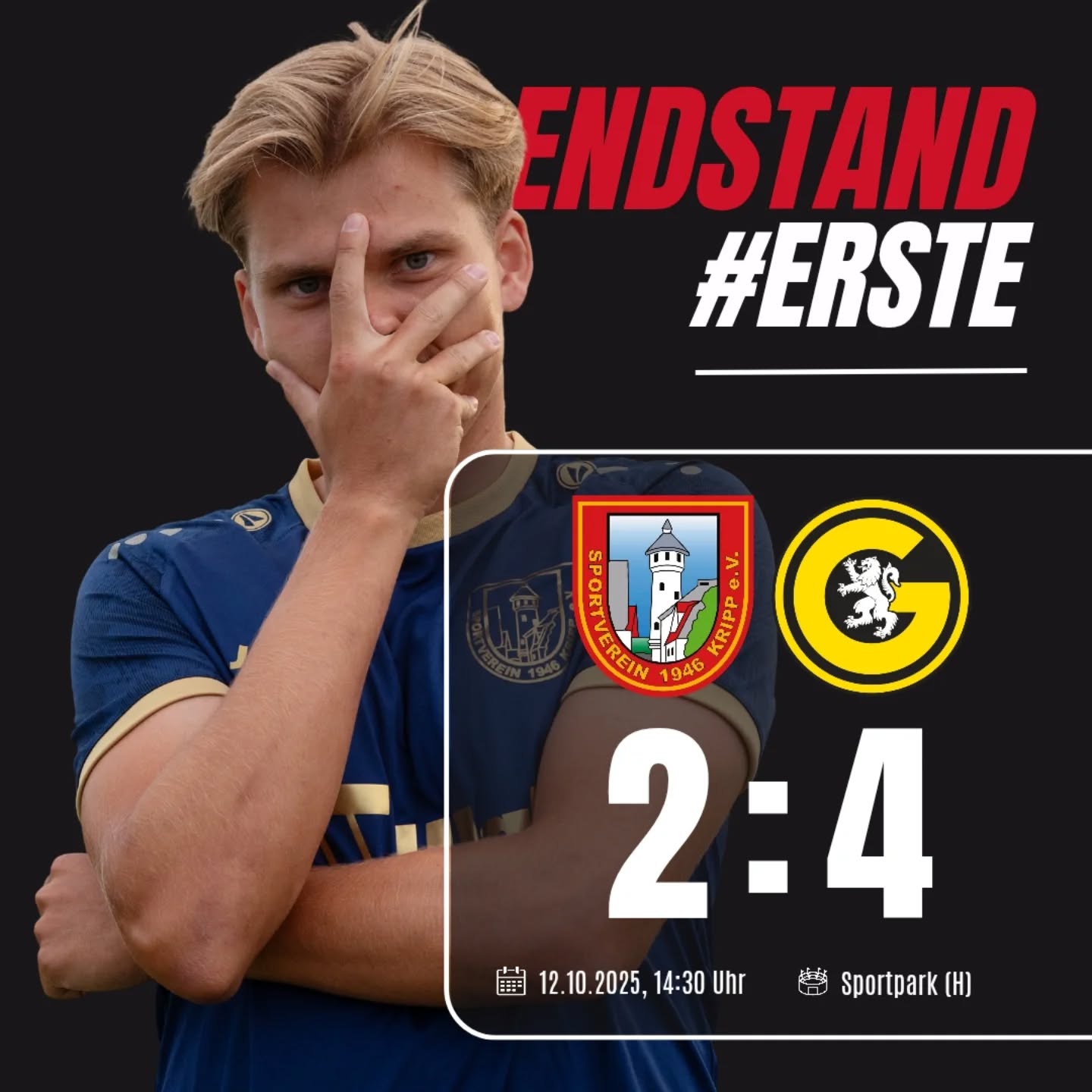 BITTERE NIEDERLAGE FÜR UNSERE ERSTE MANNSCHAFT 
Unsere erste Mannschaft legte um Heimspiel gegen die Grafschafter SG los wie die Feuerwehr 🚒💥 – nach Toren von Joshua Hillebrand und Niklas Kath stand es zur Pause völlig verdient 2:0! 💪
Die Gäste kam im zweiten Durchgang dann besser ins Spiel und drehte das Ding leider noch – 2:4 am Ende. Bitter, aber Mund abputzen und weitermachen! 💯
👉 Den ausführlichen Spielbericht gibt’s wie immer auf unserer Homepage.
#SVKripp #KreisligaAhr #KreisligaFußball #SonntagistSpieltag #BierduscheStattChampagner #Heimspiel #SVK #FußballLiebe #Amateurfußball #NiemalsAufgeben #Teamgeist #KreisligaLegenden #grafschaftersg