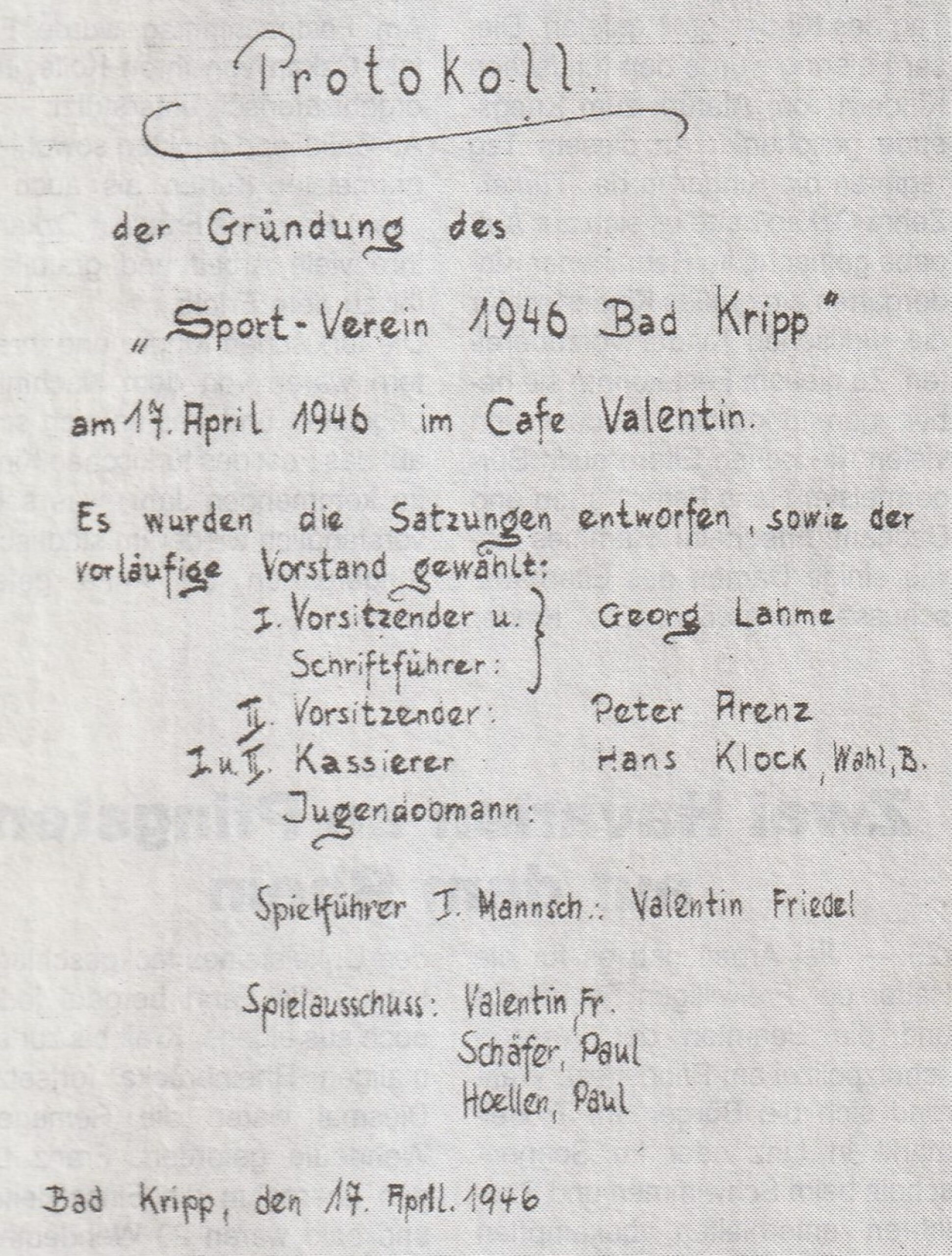 Die Anfänge des SV Kripp – Sport mit Herz und Improvisation
